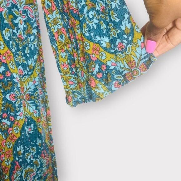 WORLD MARKET Boho Embroidered Floral Print Kaftan Maxi Dress Size One Size - Picture 5 of 10